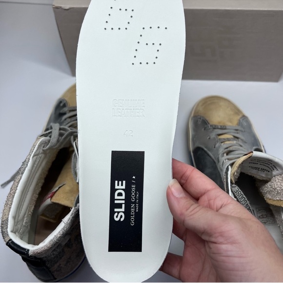 Golden Goose Slide Double Quarter Suede Toe Camo Print Leather Star High Sneaker - Picture 9 of 16